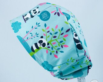 Surgical cap, Panda, surgical hats, scrub hats, cake shop, cotton 100%