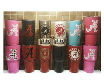 YETI - Authentic ALABAMA Crimson Tide Bama Yeti Cup Mug 20 oz 30 oz Rambler Tumbler Powder Coated Student Grad Fan Gift large Cup 20oz 30oz