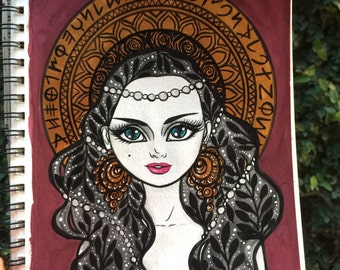 Watercolour Original Art - Princesse Phenicienne