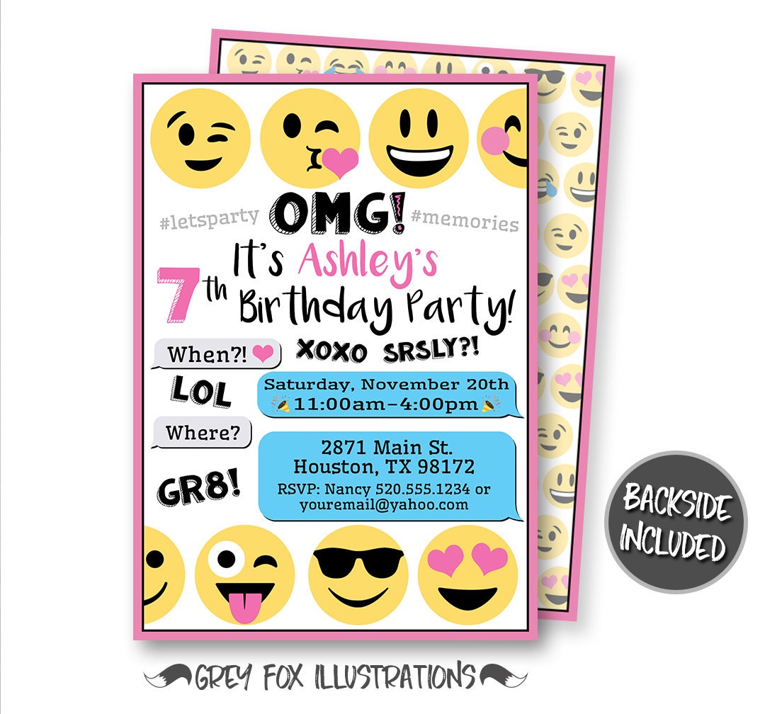 Emoji Invitations Emoji Birthday Invitation Emoji Party