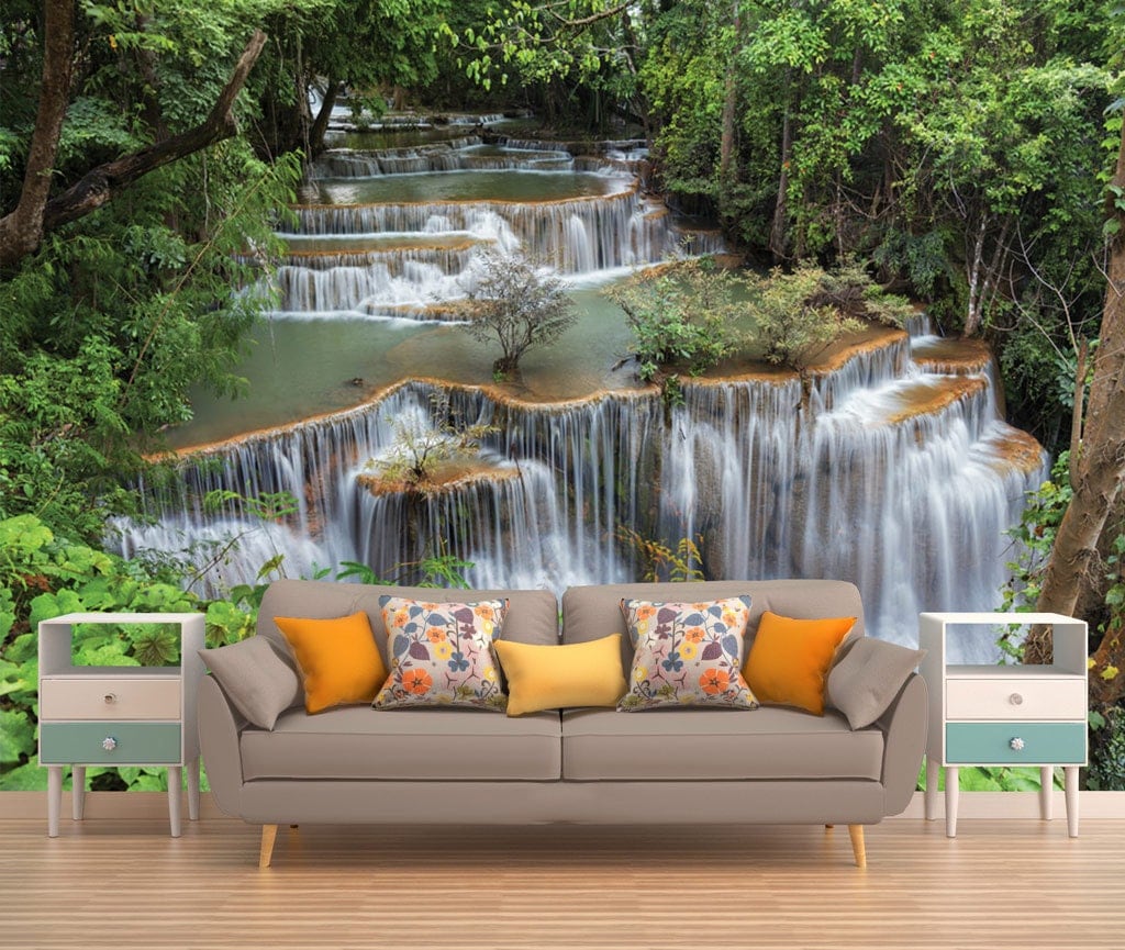 Jungle Waterfall Peel & Stick Wall Mural Photo Wallpaper Eco