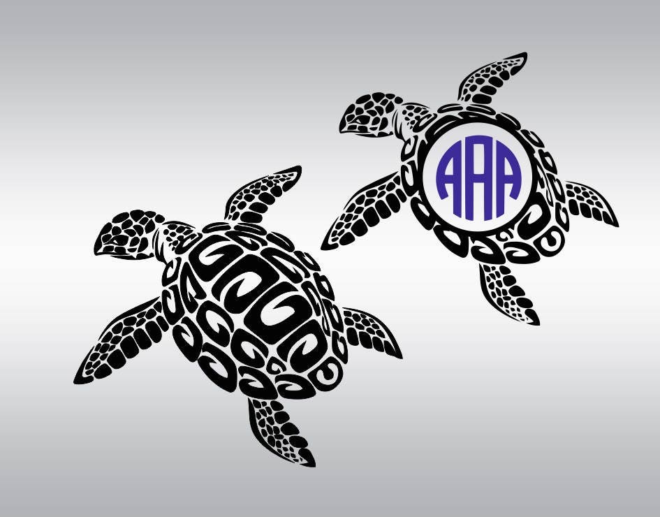 Download Turtle tribal monogram SVG Clipart Cut Files Silhouette Cameo
