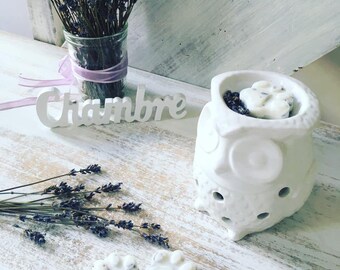Ceramic White Owl Wax Oil burner and Lavandin Cat’s Paws Tarts Wax