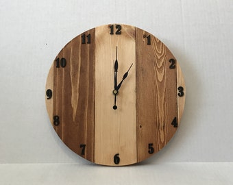 Handmade Round Wooden Wall Clock; Wooden Wall Clock; Round Wall Clock; Wooden Clock; Numbered Wall Clock; Round Wooden Clock