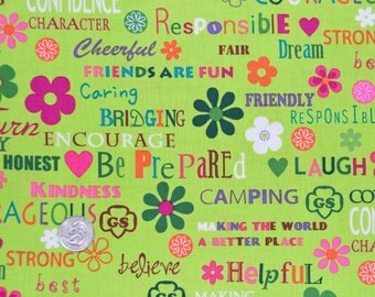 Robert Kaufman Registered GIRL SCOUT Fabric - 100% Kona Cotton - RARE