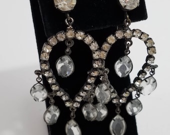 Gorgeous Rhinestone Chandelier Clip Earrings