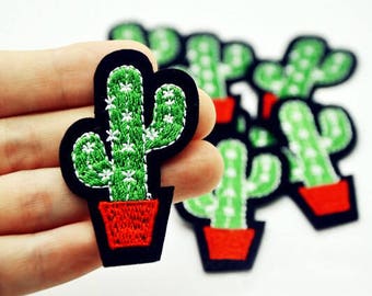 Cactus Embroidered Iron On Patch // Cute Vegan Plant Patch // Amazing Quality