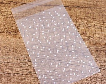 25 Frosted Polka Dots Plastic Candy Bag. Packing, Favors bags, or Gift Bags. Self Adhesive Bags. 4x6"