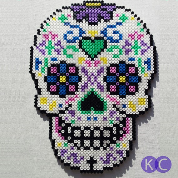 Sugar Skull, Bead Art, Sugar Skull Beads, Perler Beads, Hama, Beads ...