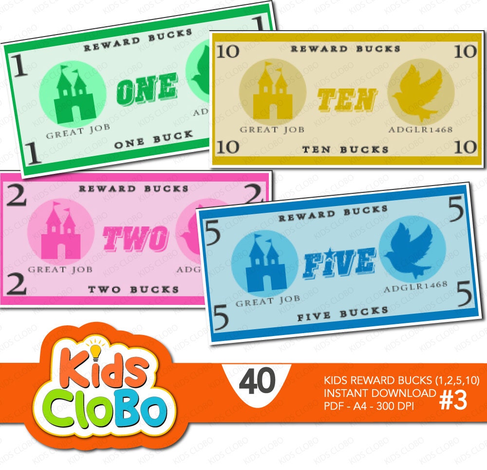 KIDS REWARD BUCKS Coupons Kids Child Reward Coupons Money Gift