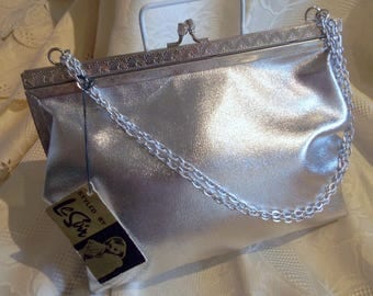 Le Soir vintage silver evening bag, new with tags still in place