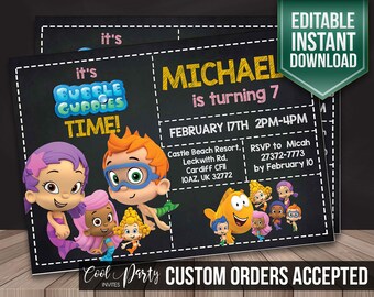 Bubble Guppies invitation, Bubble Guppies invite, Bubble guppies party, Bubble Guppies birthday, Bubble Guppies, Bubble Guppies printable