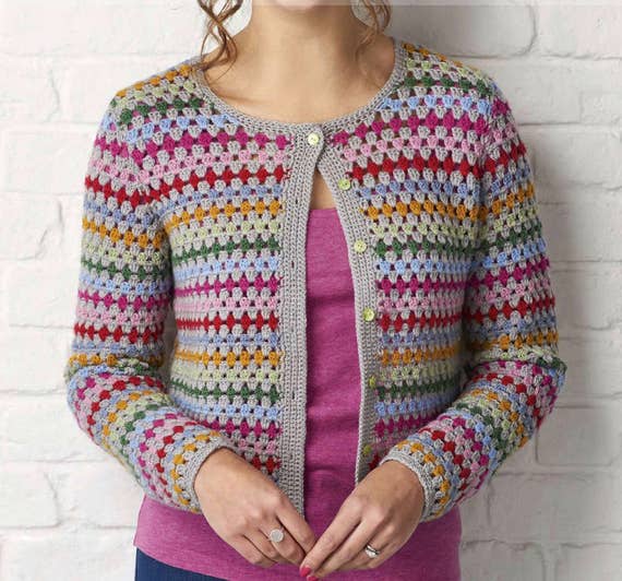 Crochet cardigan Crochet pattern Stripy cardigan Granny
