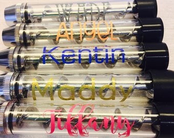 Custom Silver Twisty Glass Pipe, Personalized Name Option, Includes Rubber Cap, Cleaning Brush, Portable, Great for daily use, Tobacco Use