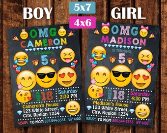 Emoji Invitation, Emoji Party, Emoji Birthday Iinvitation, OMG invitation, Emoji Digital Invitation, Girl Emoji Invite, Emoji Printable.