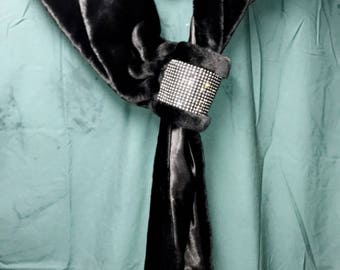 Fur Shall with Diamond Studs
