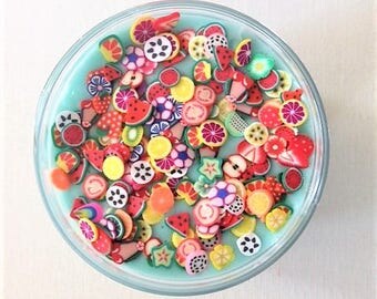 Fruit slime, Fruity slime, tutti fruity slime, aqua slime, tutti fruiti slime, fruit cake