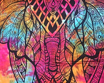 Tie-dye multicoloured hand printed bedsheet/ throw