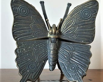 Vintage brass butterfly trinket box or ashtray (Italian, model MOD-DEP BREV N4240)