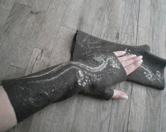 Felted Fingerless Gloves Fingerless Mittens Arm warmers Merino Wool
