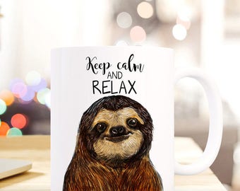Gift coffee cup sloth keep calm and relax TS410
