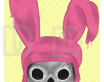RIP Louise, Digital Print, Art, Bob's Burger, Louise Belcher, Skull, Bunny Ears