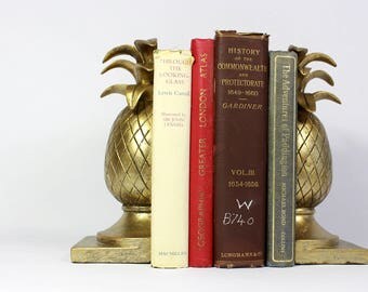 Gold Pineapple Book End, Vintage Reproduction, Hollywood regency Accessories,Palm Beach, Tropical Living, Beverly Hills, Bookend