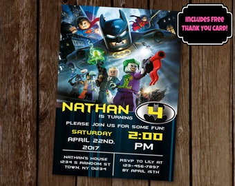 Lego Batman Invitation, Lego Birthday Invitation, Lego Batman Birthday Invite, Batman Invitation, Printable Invite