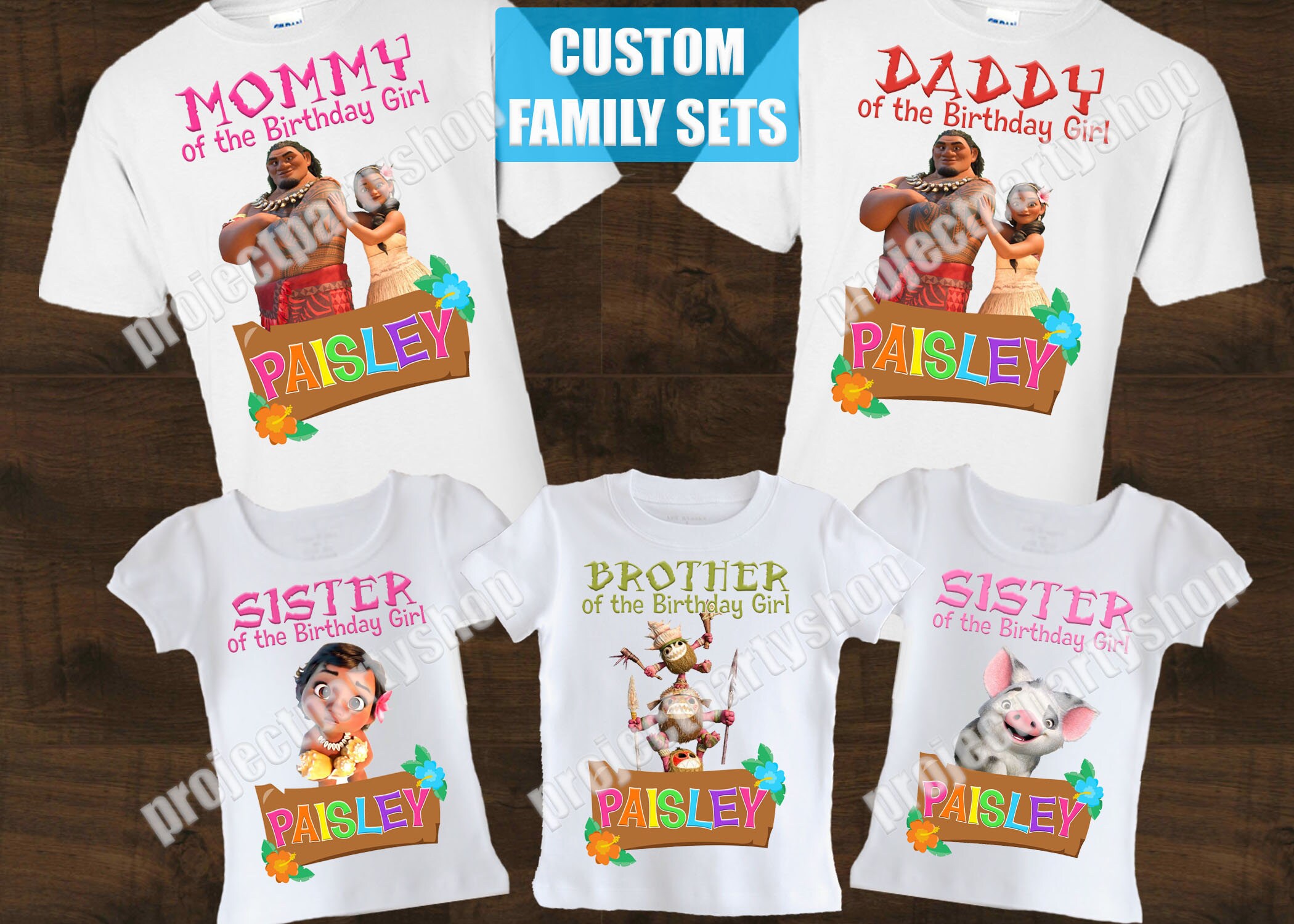 moana birthday family shirts