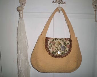 Bag, handbag, shoulder bag, patchwork, Eiffel Tower, Brocade, roses, velvet,