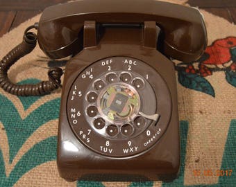 Vintage Brown Rotary Telephone