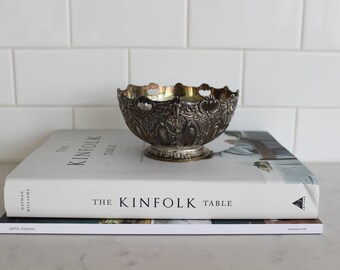 Vintage silver ornate pedestal bowl