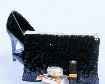 Personalized Cosmetic Bag - Personalized Make Up Bag - Maid of Honor Bag - Bridesmaid Bag - Sequin Bag - Bridal Party Gifts