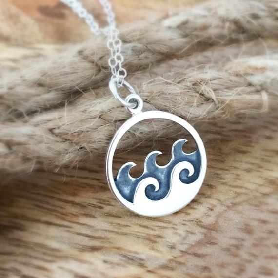 Wave necklace surfing beach jewelry gift for her ocean