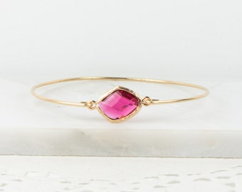 July Birthstone Gold Bracelet, July Birthstone Gold Bangle Bracelet, Ruby Gold Bangle, Gold Bracelet, Birthstone Bracelet, Bridesmaid Gift
