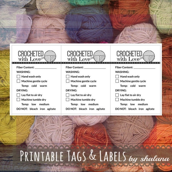 Care Instruction Printable PDF Cards for Crocheters "Crocheted with