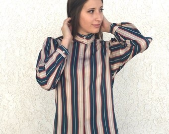 Vintage 80's silky secretary blouse XS