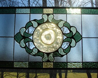 stained glass panel Amber Olive