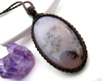 Purple Sage Agate Necklace / Agate Necklace / Macrame / Purple / Chalcedony / Amethyst sage / Stone jewelry / Healing crystals and gemstones