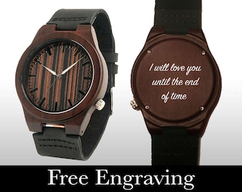 Engraved Watch, Wood Watch, Engraved Wood Watch, Dark Wood, Wooden Watch, Personalized Gift, Gifts For Him, Groomsmen