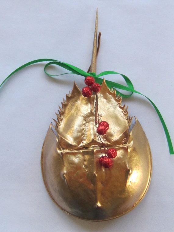 Gold Horseshoe Crab Christmas Tree Ornament