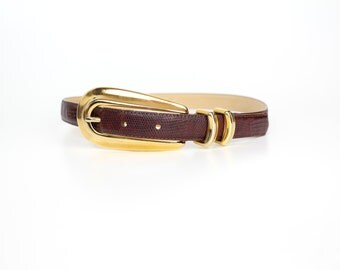 Men's Patchwork Genuine Lizard Skin Belt Nicotine main image 1