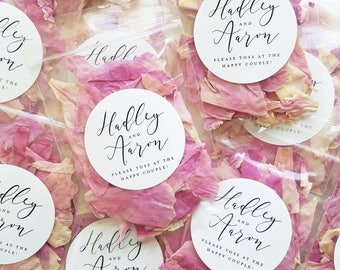 Wedding Petal Toss Packets - Biodegradable Flower Confetti Bags - Dried Lavender Buds, Pink, White, Ivory, Red, Purple, Peach Rose Petals