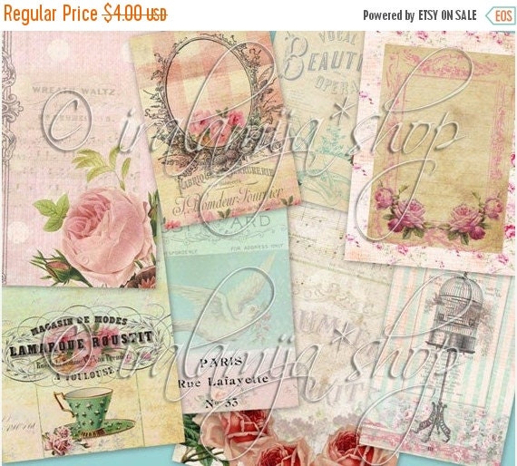 SALE SHABBY CHIC TAgS collage Digital Images printable