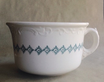 Antique Ironstone Chamber Pot with Green Diamond Design Made by W. M. Co. English Pottery