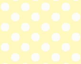 Pale Yellow Polka Dot Fabric - Cream And Sugar - Jill Bull By Palmrowprints- Yellow White Nursery Cotton Fabric By The Yard With Spoonflower