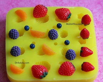 Silicone Strawberry Mold Orange Blackberry Mold Fruit Mold Resin Mold Fondant Sugar Wax Soap Baking Polymer Clay Mold