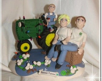 Country Farm Wedding Cake Topper, with child