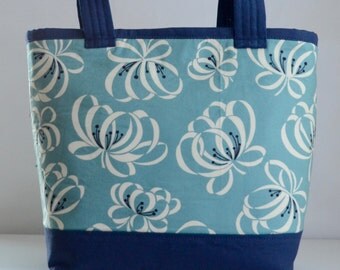 Blue Ribbon Floral Fabric Tote Bag - READY TO SHIP