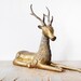 brass deer, vintage brass deer figurine, large deer sculpture